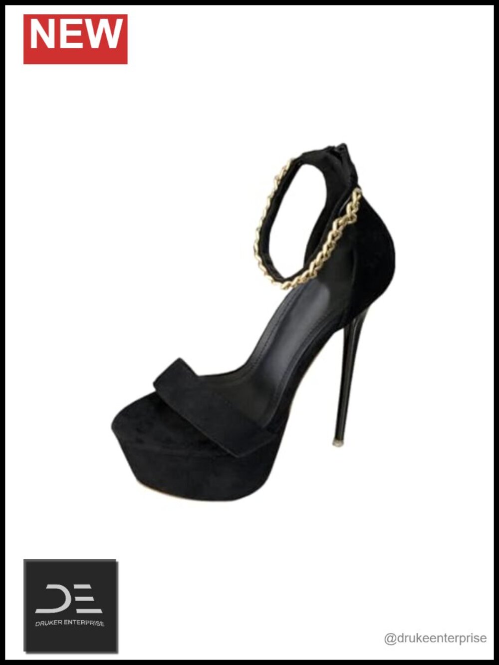 Black Platform Stiletto Heels for Women, 6.3 Inch Open Toe Sexy Heels